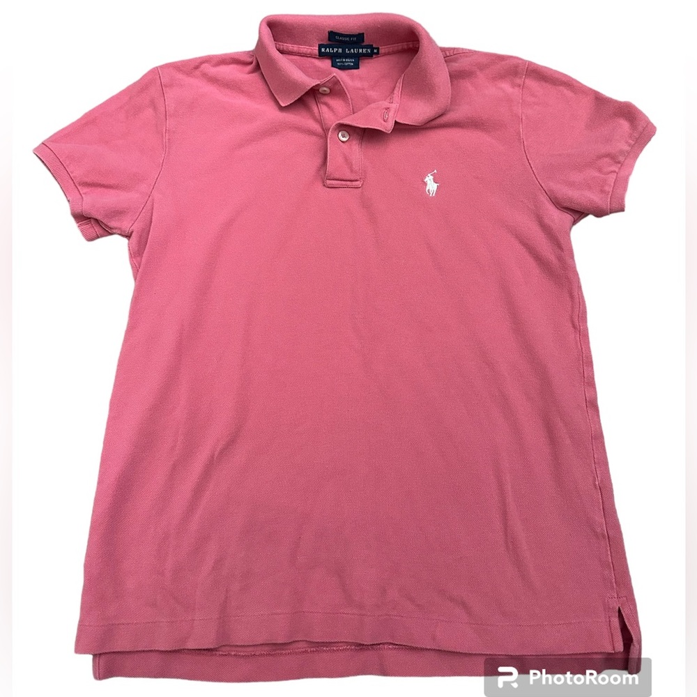 Ralph Lauren Pink Polo White Embroidered Logo Classic Fit - Size M